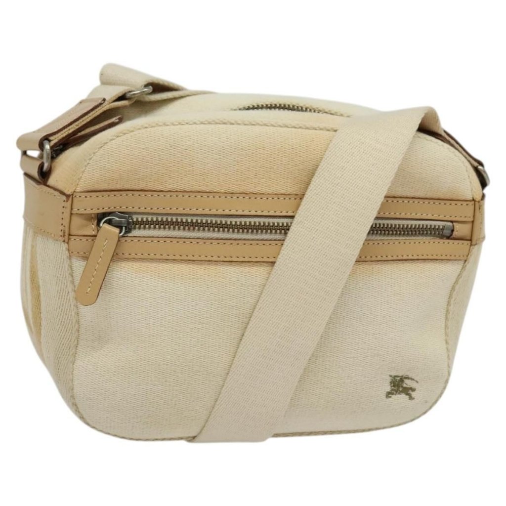 Authentic Burberry Blue Label Shoulder Bag Canvas Beige Gold